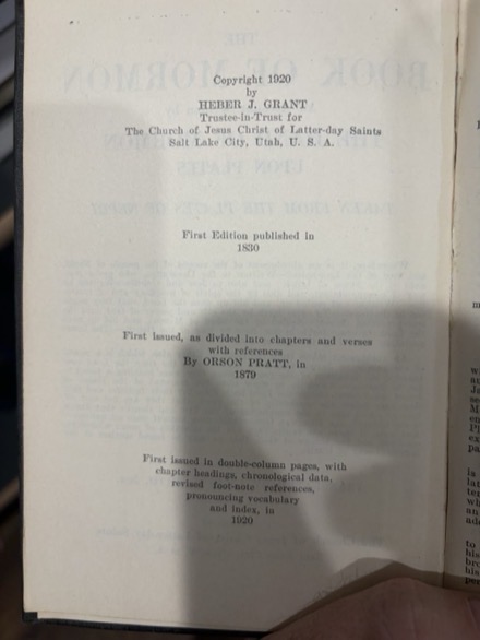 Copyright page of the 1920 edition, recording that chapter headings were first issued in 1920